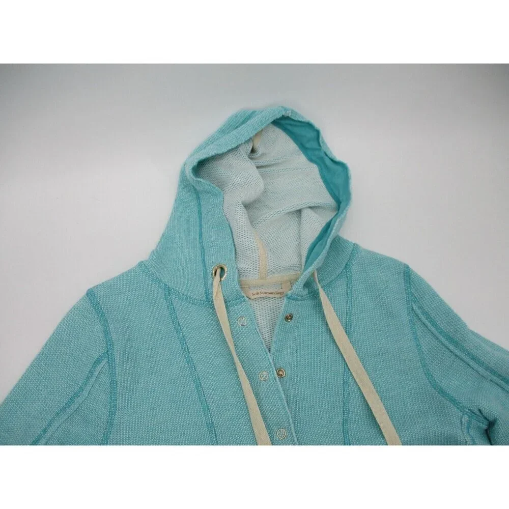 Soft Surroundings Womens Hoodie Small Cotton Blend Drawstring Pullover Casual